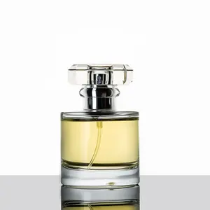 50Ml 100Ml Luxe Glazen Parfumflesje Custom Private Label Clear Coated Lege Glas Olie Parfum Fles Met Plastic cap