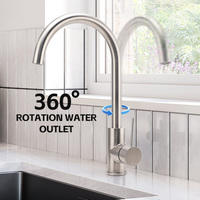 Robinet mélangeur d'évier rond en acier inoxydable 304 brossé sans plomb, eau chaude et froide, pour cuisine, certifié Watermark, fourni par l'usine