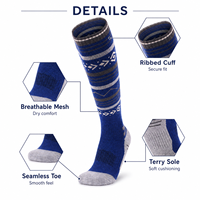 Chaussettes de ski en laine mérinos personnalisées avec coussinets épais en tissu éponge pour hommes, chaussettes chaudes pour la randonnée et les sports, conçues pour les activités de plein air en hiver