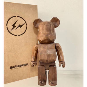 Decoración de sala de estar artesanía de madera <span class=keywords><strong>bearbrick</strong></span> figura de acción juguetes para niños 400% 28cm bloque oso muñeca móvil - Product Image 6