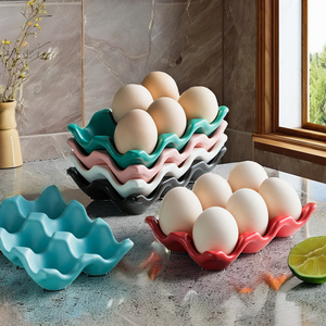 Creative 6-Compartment <b>Egg</b> Storage Box <b>Egg</b> Tray Rack Home <b>Ceramic</b> <b>Egg</b> Holder Kitchen Utensil <b>Egg</b> Tray - Product Image 2