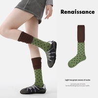 Chaussettes Renaissance originales style forêt rayées bleu clair mi-mollet respirantes sans coutures vintage automne/hiver polyvalentes