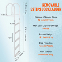 Échelle de bateau en acier inoxydable et aluminium pour yacht, échelle droite pour ponton, escalier marin 4/5 marches, pédale de 30 cm