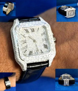 Reloj de Pulsera Mecánico de Acero Inoxidable para Hombre, con Diamantes Moissanite VVS, Diseño Elegante, Resistente al Agua 10 Bar, Esfera de Cristal, Cierre de Broche - Product Image 1