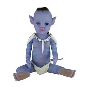 Sıcak satış çevre dostu sanat bebek 20 inç bebek silikon mavi elfler yeniden doğmuş simülasyon yumuşak gerçekçi bebek