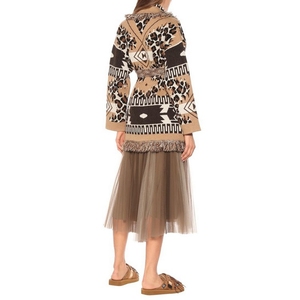 Inverno venda quente vintage mangas compridas alta qualidade oversize mulheres lã mistura leopardo jacquard <span class=keywords><strong>cardigan</strong></span> - Product Image 5
