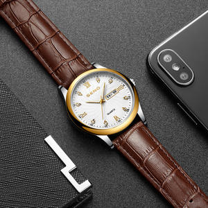 นาฬิกาข้อมือผู้ชายปรับแต่งได้ตามต้องการกันน้ำมีปฏิทินคู่สไตล์เกาหลีแบบลำลองสายหนังนาฬิกาควอทซ์ - Product Image 3