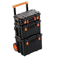 Vertak Boîte à outils 3 en 1 à chariot combiné avec poignée de traction, ensemble de mallettes de rangement pour outils roulants empilables
