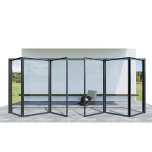 <span class=keywords><strong>Puerta</strong></span> Plegable de <span class=keywords><strong>Terraza</strong></span> Económica de Aluminio con Doble Vidrio Templado y Acabado en Madera - Product Image 2