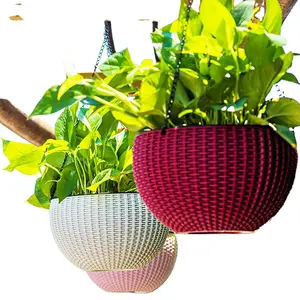 circular rattan weaving automatic water absorption hanging basket flower pots