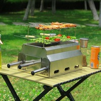 Barbecue portable en métal pour le camping, petit barbecue pliable pour la cuisson de la viande en plein air