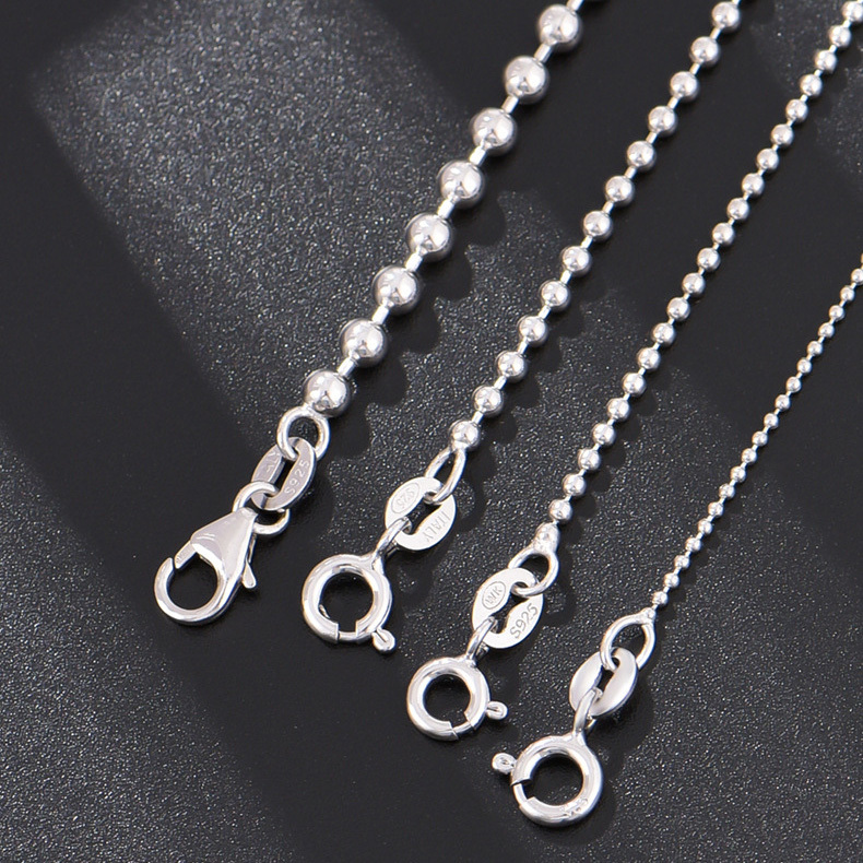 925 Sterling Silver 1.5mm Italian Ball Bead Chain Italy New Dog Tag Necklace