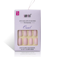 Faux Ongles Réutilisables Courts en Gel Doux Amande, Couverture Complète, 24 Pièces, Étiquette Privée, Ongles à Presser Réutilisables