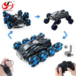 2.4G RC Eight Wheel 360 Car Game Controller Racing Steering wheel Remote Control Stunt Gesture Watch Control Car Toys With Spray