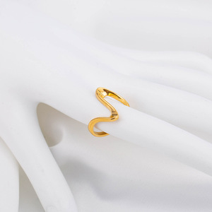 Geometric Spiral <b>Ring</b> 18K Gold Plated <b>Titanium</b> Steel Women's Fashion Jewelry Gift Design - Product Image 2