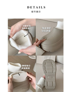 Ciabatte invernali in cotone da donna per esterni impermeabili caldi sandali in peluche con suola <span class=keywords><strong>EVA</strong></span> Fluff scarpe da giardino per la casa pantofole - Product Image 5