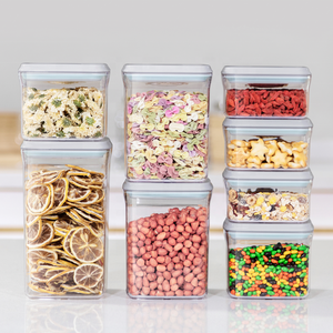 Hot 8 Pieces AirTight Food Storage Air Tight Containers Set Dry Goods Kitchen Pantry Organization Plastic Clear Kitchen Food Box