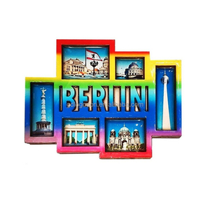 Produttore doppio strato MDF Berlin Germany Souvenir magneti personalizzati 3D legno epossidico in legno foto magneti frigo Berlin - Product Image 1