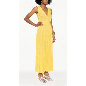 Vestido Largo Plisado sin Mangas con Cuello en V Profundo para Mujer, Vestido Versátil para Ocasiones Formales y Ropa <span class=keywords><strong>de</strong></span> Resort - Product Image 3