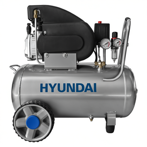 Compresor de Aire Lubricado Hyundai de 2Hp y 50L con Manómetros y Ruedas - Product Image 2
