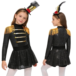 Conjunto de disfraz de circo Ringmaster para niñas de 6 a 16 años, mono con mini sombrero de copa y diadema de plumas para cosplay, disfraces y actuaciones. - Product Image 5