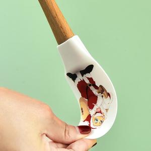 Cartoon Cream Spatel Kerst Houten Handvat Non-Stick Fondant Cake Siliconen Kookkrabber Keuken Bakgereedschap - Product Image 3