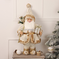 SOTE Nouveau design Père Noël debout en plastique doré et polyester 30/45/60/90CM Décorations de Noël d'intérieur Logo personnalisé en usine