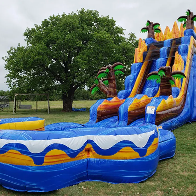 Bouncer And Pool Tie Dye Blue Slip Kiddie Inflatable Water Slide For Sale