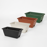 Pot de fleurs rectangulaire en plastique, long pot à légumes en PP, pot de plantation de jardin simple avec indicateur de niveau d'eau et trou de drainage auto-drainant