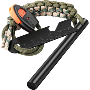 Outdoor <b>Survival</b> Paracord <b>Bracelet</b> With Fire Starter And Whistle 7-Core Nylon Multi-Color 10 In Length Durable Tool - Product Image 1