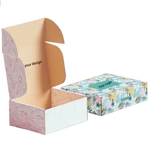 OEM知名品牌包装纸盒彩色瓦楞纸箱粉色邮件盒定制
