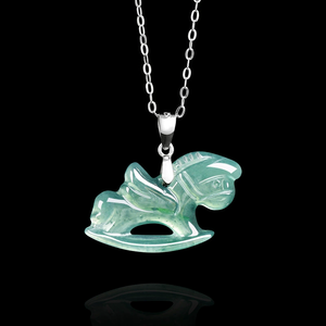 Pendentif cheval en jade bleu véritable naturel, en argent S925 serti de jade de qualité glace, pour femme, en cadeau - Product Image 1
