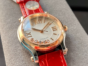 Elegante Reloj Mecánico de Acero Inoxidable Color Oro Rosa, Exclusivo para Damas, Tendencia Retro de Moda, Joyful Ladies Chopards - Product Image 3