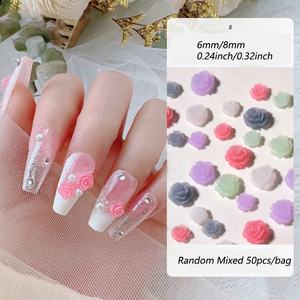 Paso Sico 2023 Collection de noël 50 pièces/sac lumineux mat hiver Rose fleur Nail Art décoration tailles mixtes résine de camélia - Product Image 4