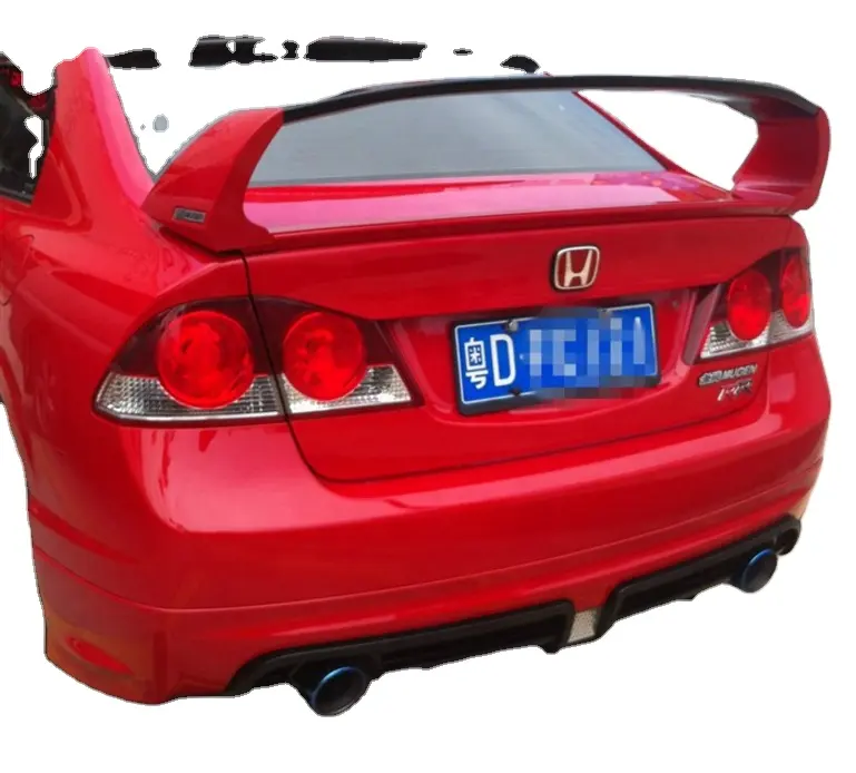 Spoiler Belakang Plastik ABS FD 2 Gaya, Spoiler Belakang untuk Mobil Honda Civic Gen 8 2006-2011 Tipe Mugen 3 Bagian