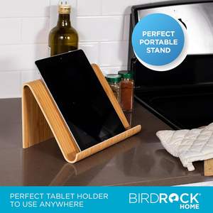 Support de tablette trépied en bambou Sofia + Sam, en bois naturel, pour liseuses électroniques, smartphones, organisateur de table de cuisine, livres portables - Product Image 4