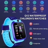 Montre connectée pour enfants Q12 avec carte SIM, étanche IP67, caméra SOS, montre téléphone GPS tracker pour enfants