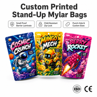 Sacs Mylar anti-odeur personnalisés imprimés 3,5g 7g 14g, pochettes en aluminium découpées à la forme avec fermeture éclair refermable pour bonbons et chewing-gums