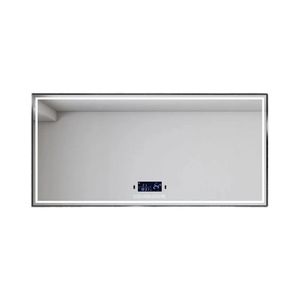 <span class=keywords><strong>Miroir</strong></span> de salle de bain rectangulaire à LED avec cadre <span class=keywords><strong>noir</strong></span>, <span class=keywords><strong>miroir</strong></span> mural à double éclairage avec commande tactile pour double vasque - Product Image 6