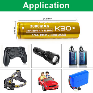 Gute Konsistenz K30 3000mAh 15A/30A <span class=keywords><strong>18650</strong></span> Li-Ionen-Batterie zelle Gold wiederauf ladbar Ähnlich wie <span class=keywords><strong>30Q</strong></span> für Akku-Taschenlampe