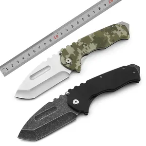 OEM定制热卖户外野营EDC多功能不锈钢刀片 + 黑色G10手柄生存战术口袋刀