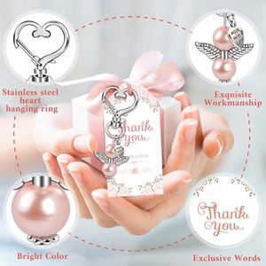 OEM Factory 30 Sets Angel Keychain Favor Bulk Personalized Crystal Angel Wing Organza Bag Thank You Tag Funeral Memorial Gift - Product Image 4