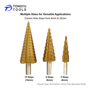 3 cái bước khoan Bit Set, 4 - 32 Mét tin tráng Tri căn hộ Shank HSS unibit Cone bit cho mỏng tấm kim loại nhôm ống gỗ DIY - Product Image 2