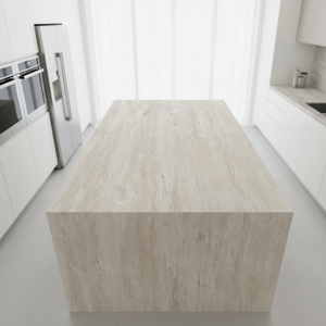 Gạch ốp tường đá Sintered hiện đại màu vàng Travertine 1600x3200mm, dùng cho mặt bếp, phòng khách, bề mặt mềm mại như lụa