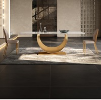 Nouvelle table à manger rectangulaire en acier inoxydable et pierre frittée de style moderne simple haut de gamme italienne de luxe léger 6 places