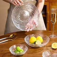 Nouveau Style luxe verre fruits Transparent irrégulière tourbillon assiette grande taille bol en verre clair verre chargeur assiette