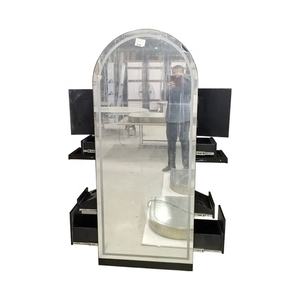 Miroir de salon portable à double face avec rangement, grand miroir de beauté noir à LED pour salon de coiffure - Product Image 5