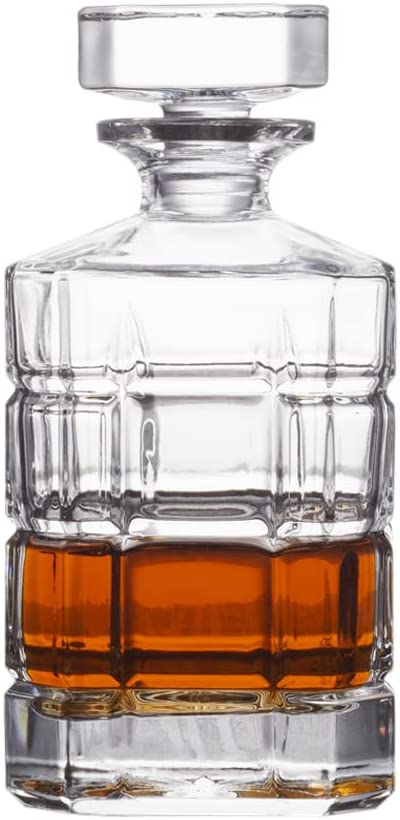 Square Engraved 30oz Whiskey Decanter with Glass Stopper