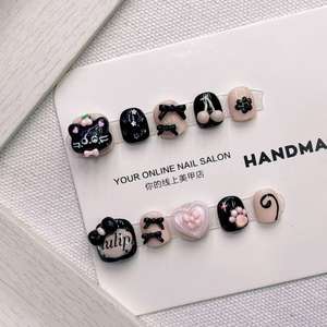 Venta al por mayor 10 piezas lindo 3D <span class=keywords><strong>Hello</strong></span> <span class=keywords><strong>Kitty</strong></span> <span class=keywords><strong>uñas</strong></span> artificiales puro hecho a mano acrílico Prensa en <span class=keywords><strong>uñas</strong></span> para niños - Product Image 5