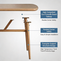 Ensemble table et chaises de salle à manger moderne et minimaliste, imperméable et écologique - Table rectangulaire peu encombrante pour petits appartements et cantines